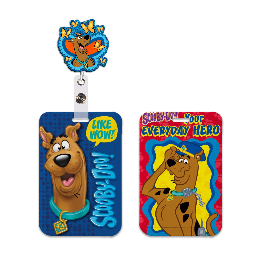 Lanyard Badge Holder - 漫画犬柄カードケース ランヤード付きIDバッジホルダーストラップ 学生バスパスケースカバー スリップバンクカードホルダーアクセサリー