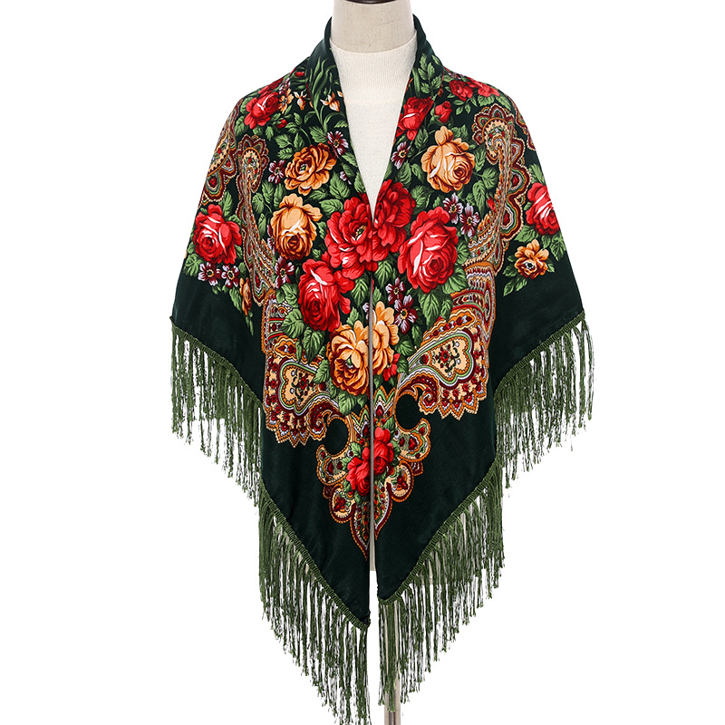 Bandana Cotton - 135*135センチメートル女性ロシアスタイルビッグスクエアスカーフショールレトロ綿プリントスカーフヒジャーブラップエスニックショールバンダナ