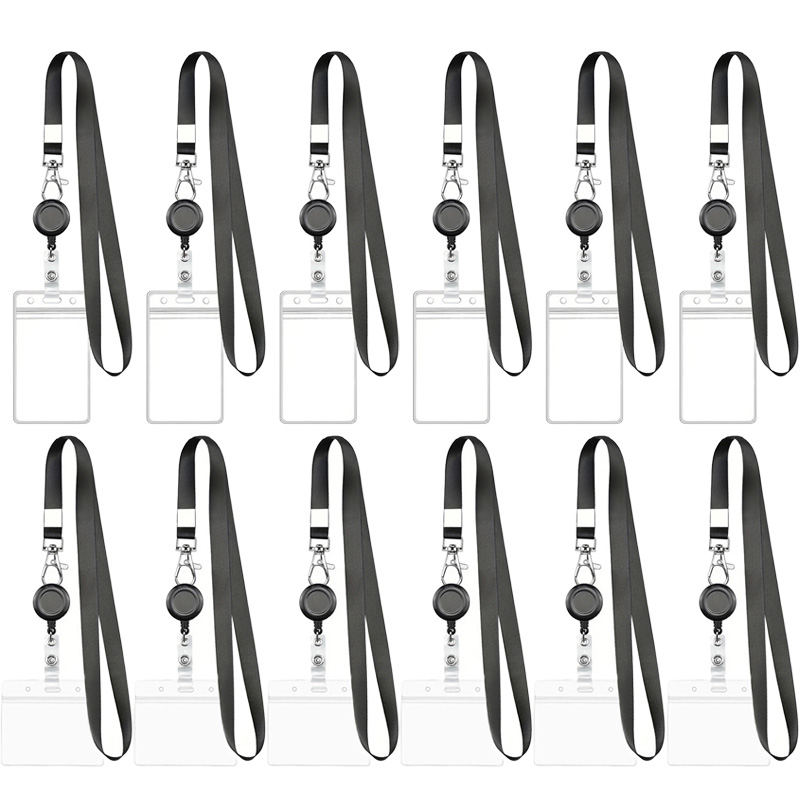 Lanyard Badge Holder - 1-3個入り 防水IDバッジホルダー ランヤード＆ロブスタークラスプ付き 耐久性のあるPVC製名札カードスリーブ 仕事、オフィス、学校、看護師用 TMZ