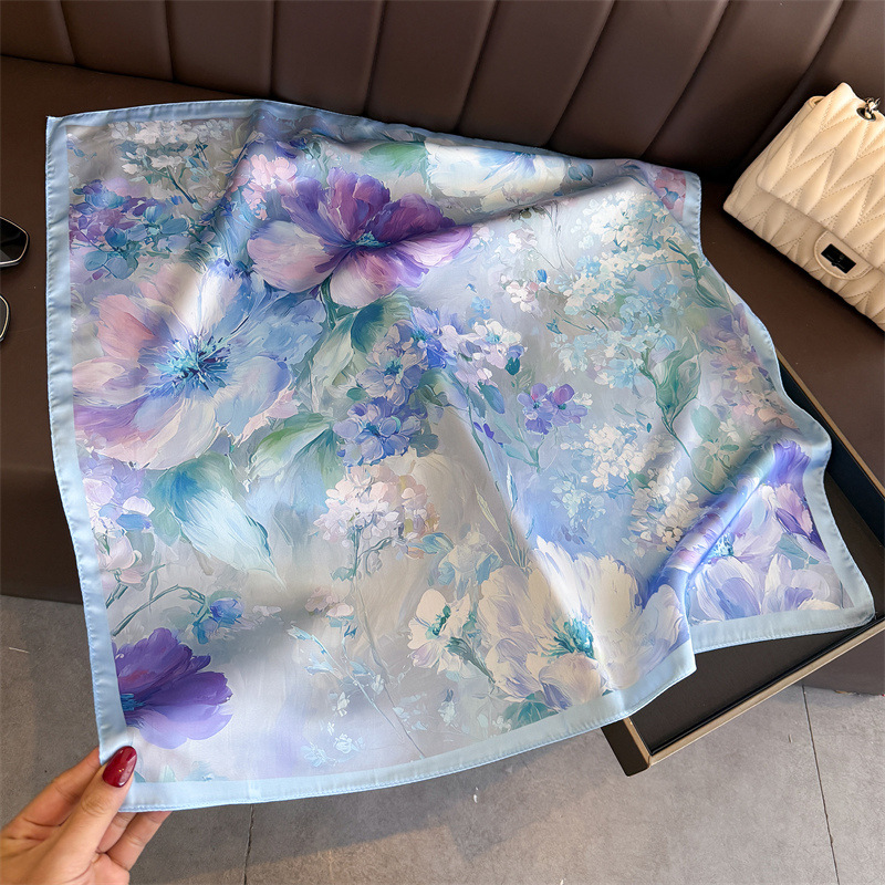 2026年新作 花柄プリント シルク スクエアスカーフ レデ - Ascot Neck Scarf のレビューと価格