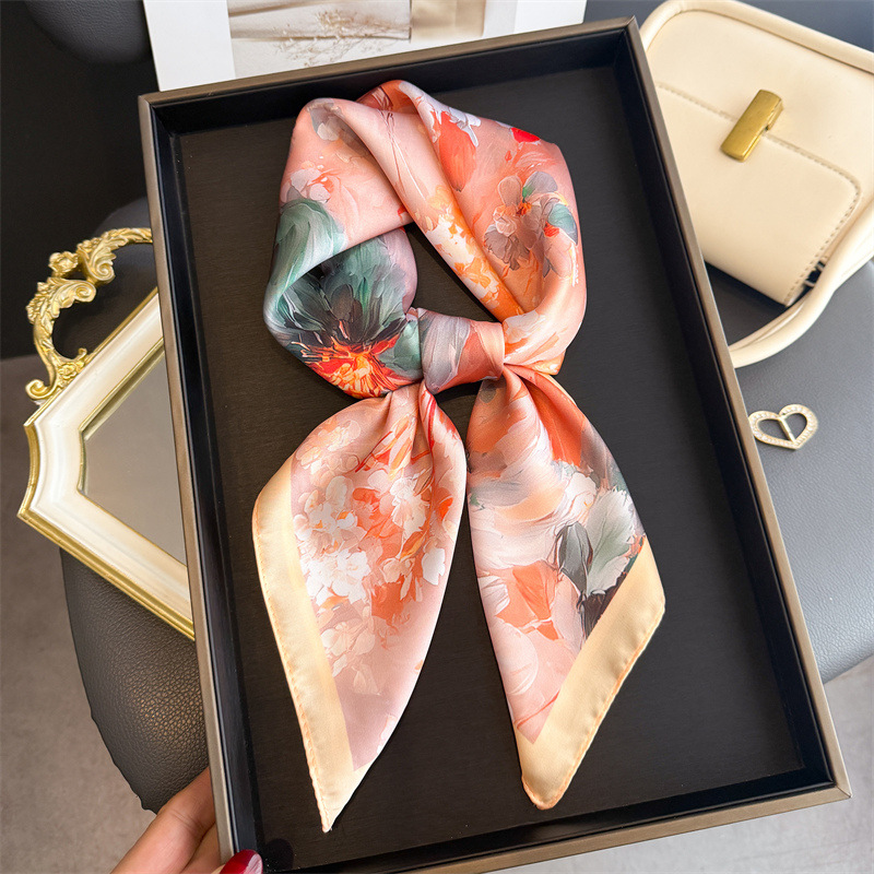 2026年新作 花柄プリント シルク スクエアスカーフ レデ - Ascot Neck Scarf のレビューと価格