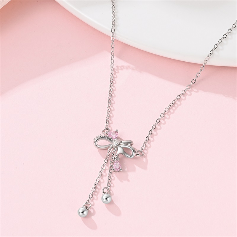 新しい 925 スターリングシルバー蝶の弓ネックレス女性の誕 - Tie Clip Silver のレビューと価格