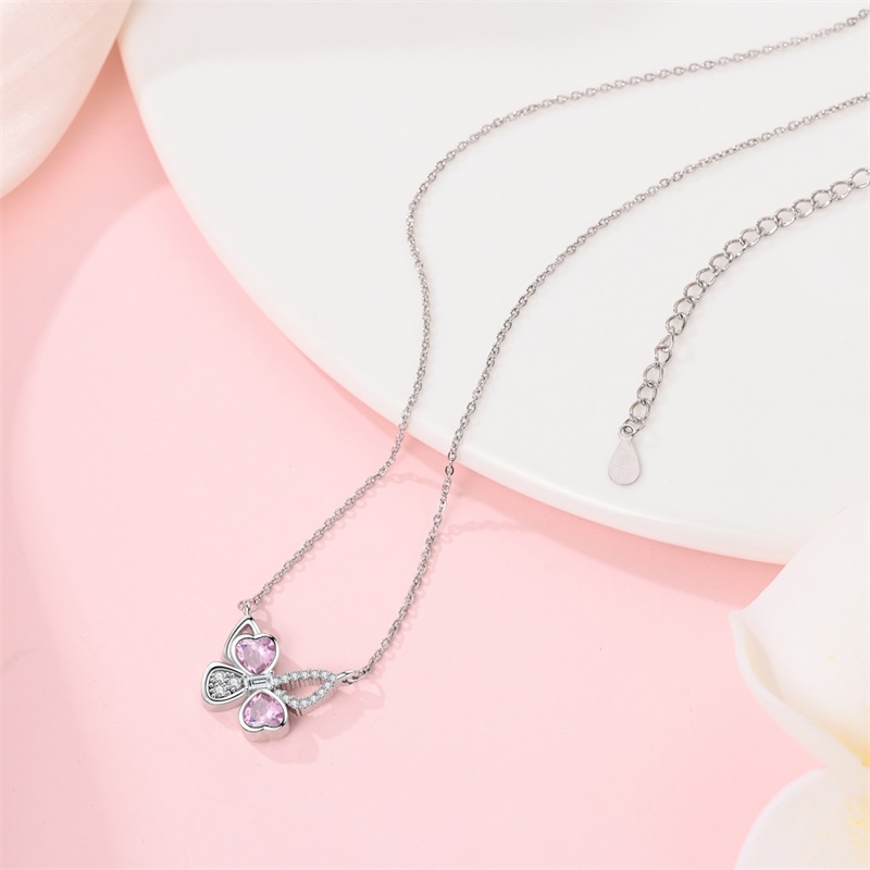 新しい 925 スターリングシルバー蝶の弓ネックレス女性の誕 - Tie Clip Silver のレビューと価格