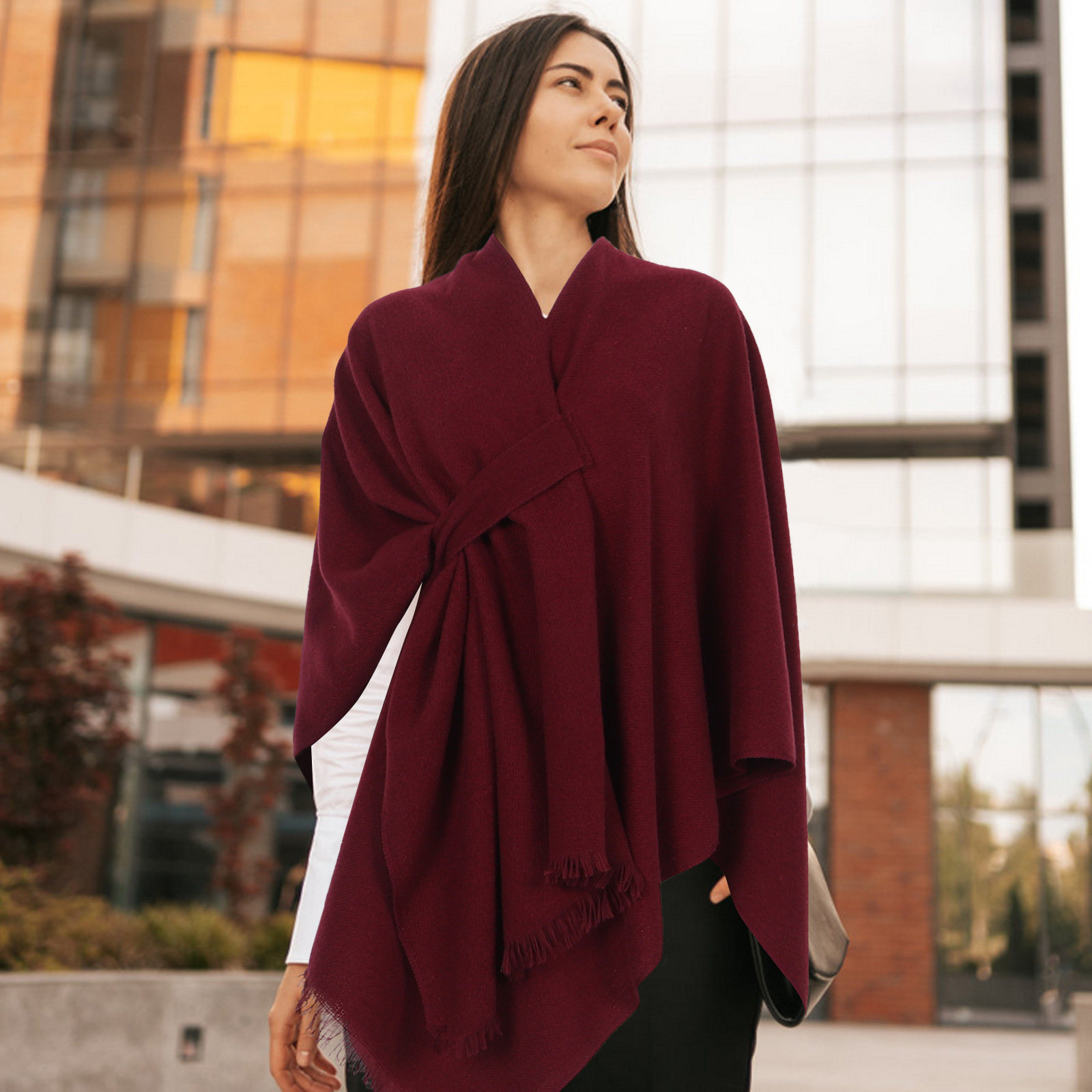 無地タッセルスカーフ 大判冬用ラップ 厚手ウェディングブライ - Stole Wedding Shawl のレビューと価格