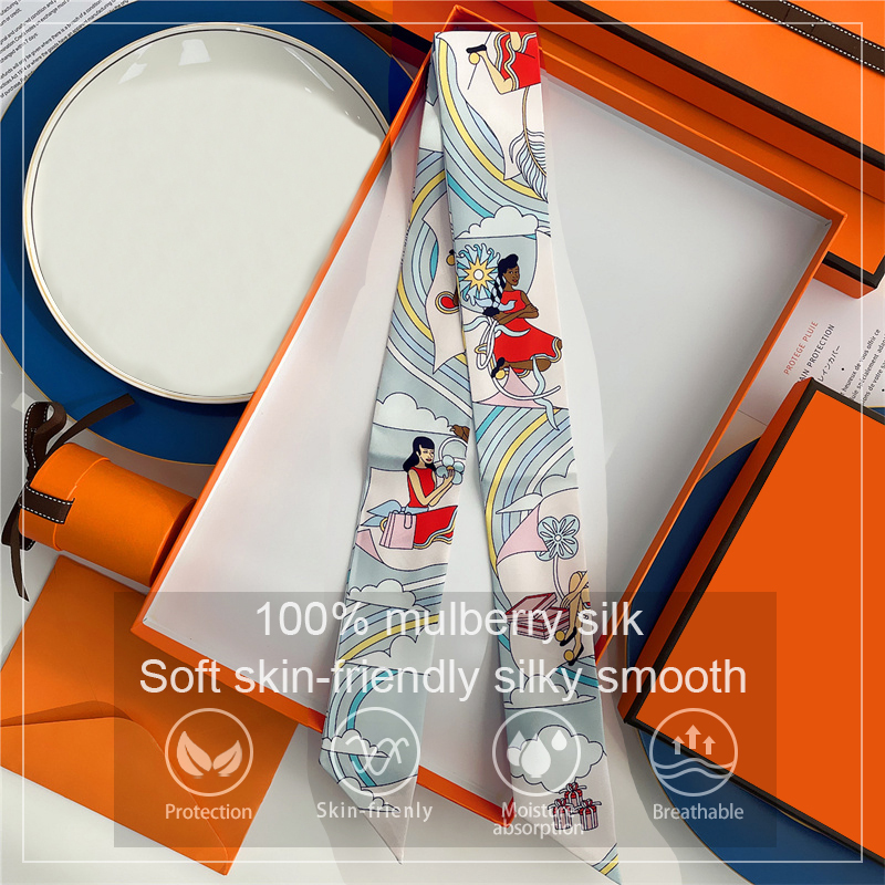女性 100% 桑シルクスカーフヘアバンドラップバッグハンド - Silk Neck Scarf のレビューと価格