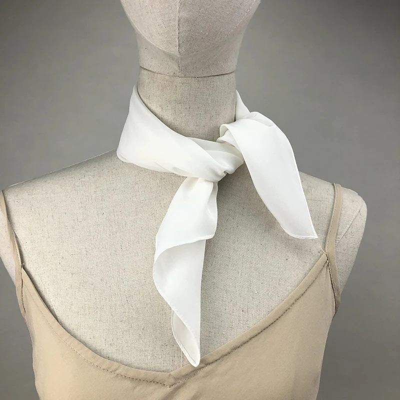 新しい女性シルクスカーフスクエアネックショールレディホワイト - Ascot Neck Scarf のレビューと価格