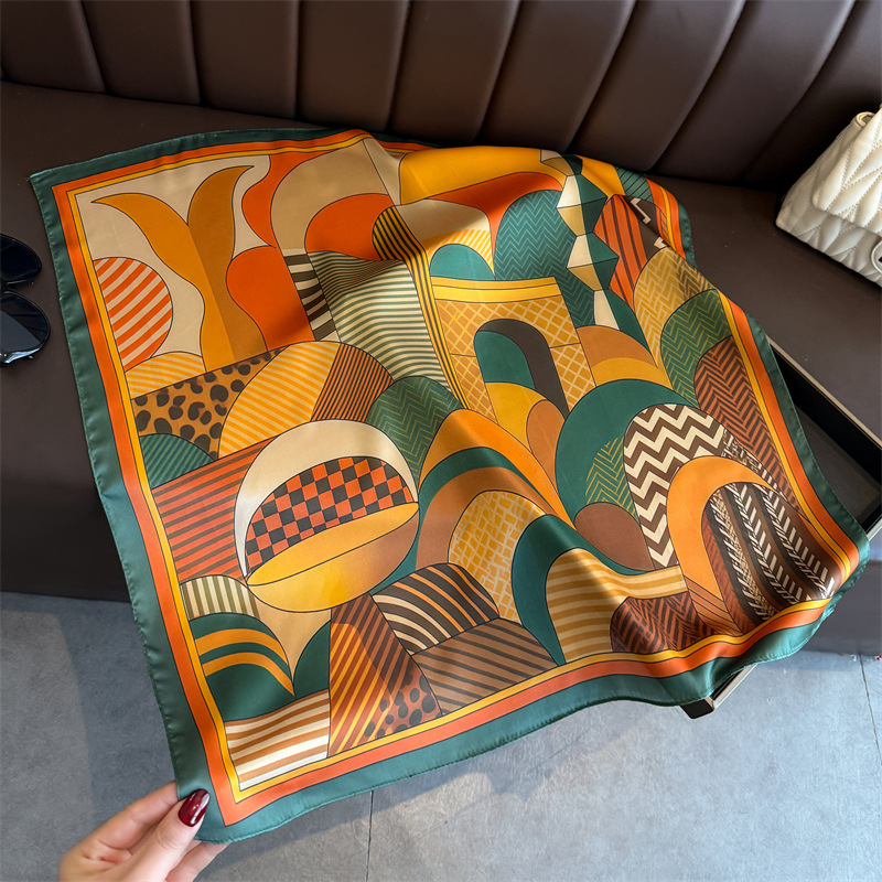 2026 新幾何学プリントシルクスクエアスカーフ女性装飾ネク - Silk Neck Scarf のレビューと価格